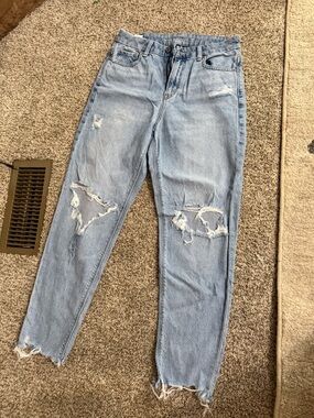 American Eagle Outfitters Light Blue Distressed Ankle Jeans